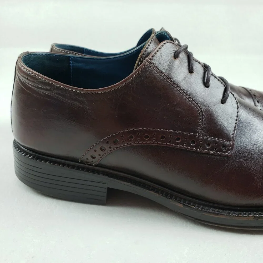 Mark Nason X Skechers Oxford Shoe Mens 10 Brown Leather Lace Up Cap Toe Dress